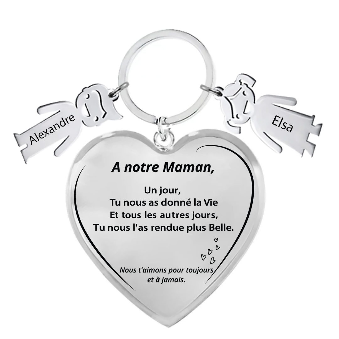 Porte Clef Cœur pour Maman Personnalisé