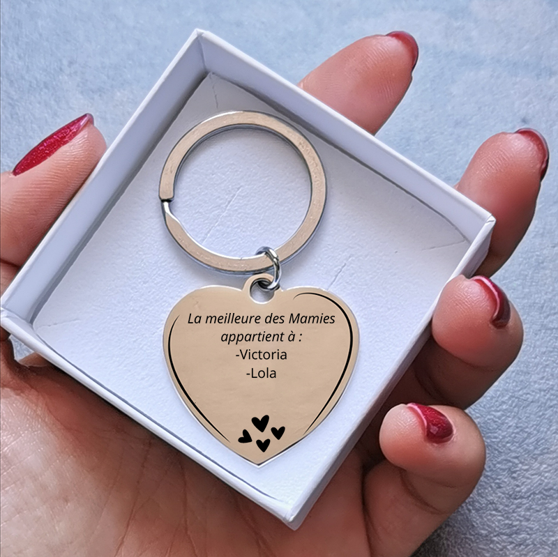 Porte Clé Mamie Personnalisé Coeur Dans Main