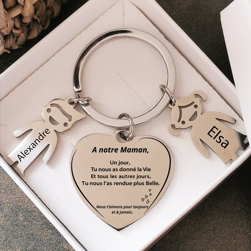 Porte Clef Cœur pour Maman Personnalisé