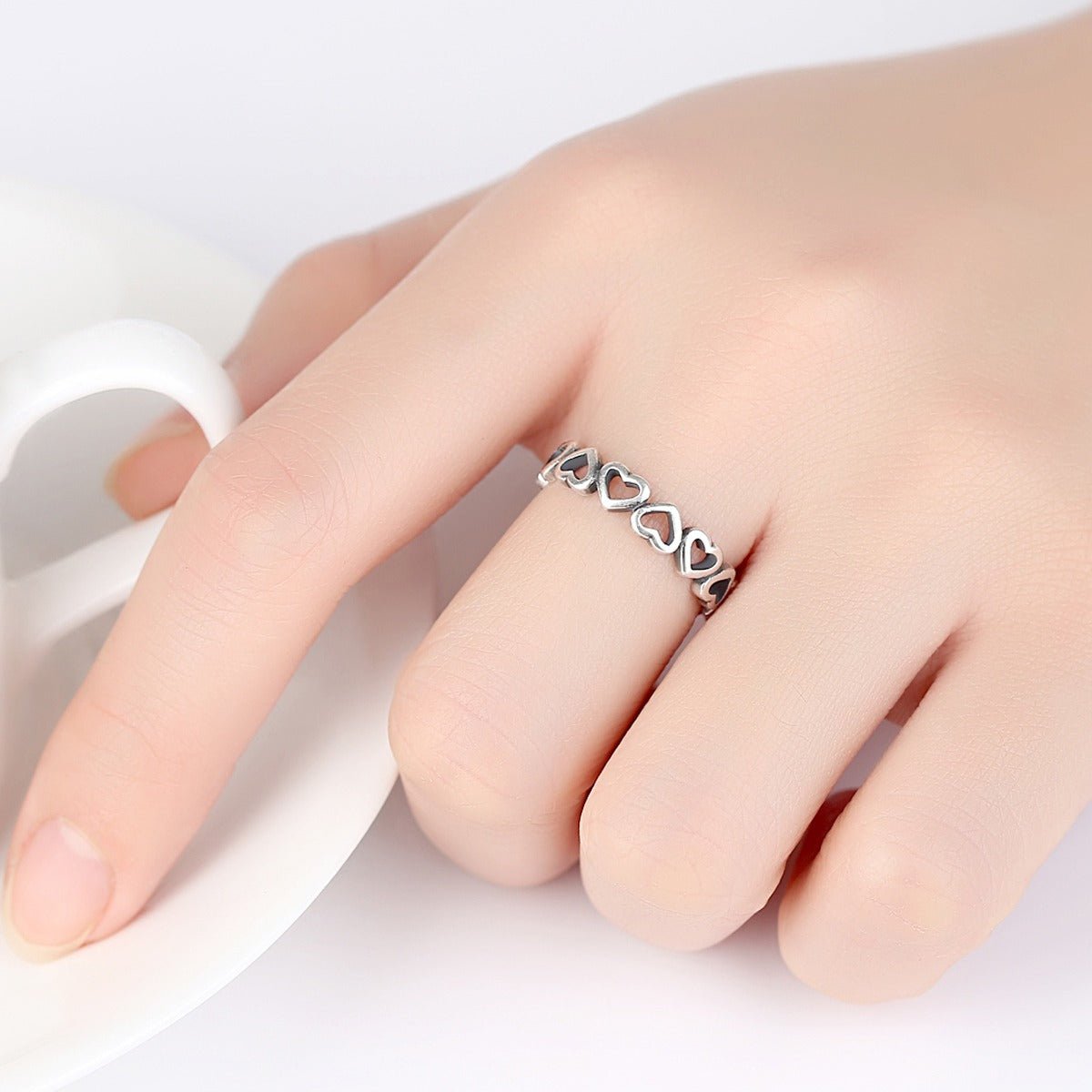 Bague cœur mère fille ajustable portée au doigt - Les Bijoux de Marilou