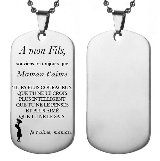 Collier "A mon Fils" Gravé — Cadeau de Maman ou Papa Maman - Les Bijoux de Marilou