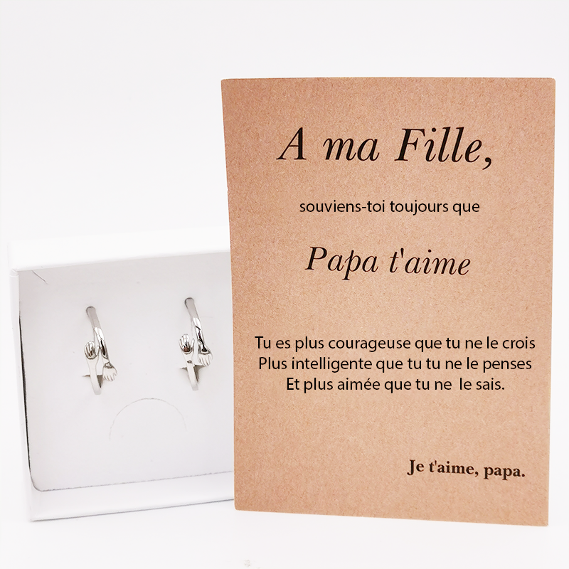 Duo bagues père fille tendresse avec carte message A ma Fille Papa t'aime