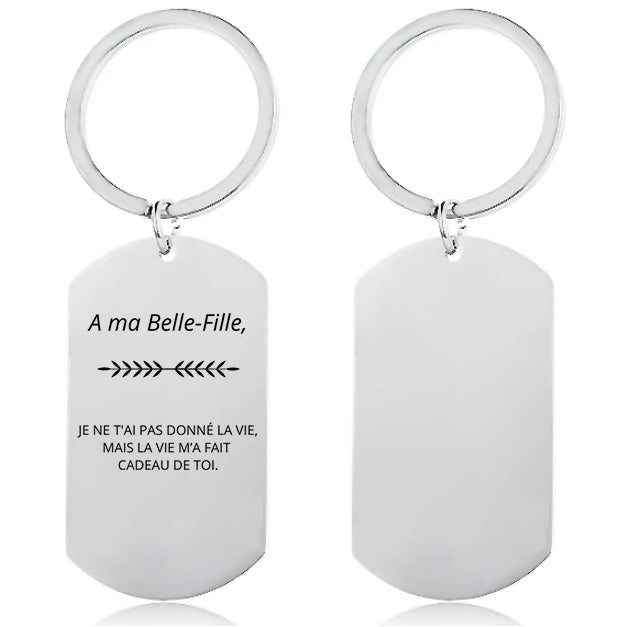 Porte-clé belle-fille gravé A ma Belle-Fille, dos personnalisable au prénom - Les Bijoux de Marilou