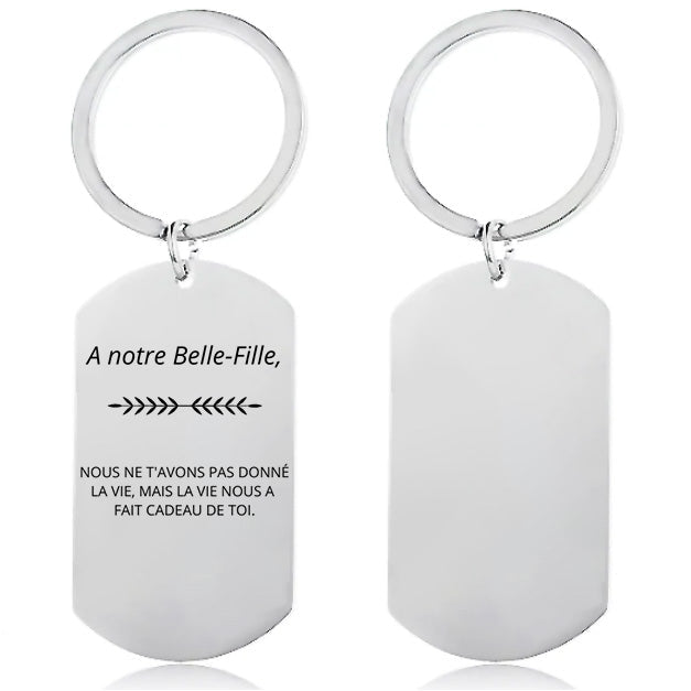Porte-clé belle-fille gravé A notre Belle-Fille de la part des beaux-parents - Les Bijoux de Marilou